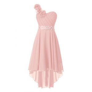 Runhomal Asym&eacute;trique Robe Ado Fille Enfant Robe de Cocktail C&eacute;r&eacute;monie Soir&eacute;e Bal Robes de Demoiselle d&rsquo;Honneur Mariage 5-16 Ans Rose 9-10 Ans (Runhomal EU, neuf)