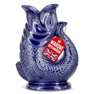 Carafe Glouglou Gluggle en Forme de Poisson, Vase Pichet Bleu Cobalt Foncé, Très Grand Pichet 1,5 Litre, Pièce Décoration Maison en Céramique pour les Cocktails, l'Eau et le Gin (Inbound To Anglia Ltd, neuf)