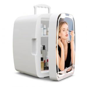 Upstreman 6L Mini Frigo Cosmetique, Mini Frigo Chambre avec Miroir, R&eacute;frig&egrave;re et Chauffe, &Eacute;clairage LED 3 Intensit&eacute;s, 35 dB Silencieux et Portable pour Chambre, Bureau, TF06 PRO (Upstreman, neuf)