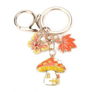 Porte-Cl&eacute;s Cr&eacute;atif, Petite Maison Avec Champignon, Joli Cadeau Pour Femme, Surprise D'anniversaire Pour Amie, D'anniversaire Pour Femme, Cadeau Pour Petite Amie (Orange) (jyyqk, neuf)