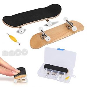 Finger Skate, Planche à roulettes de Doigt Alliage Complet érable en Bois Pont avec Boîte Réduire la Pression Cadeaux pour Enfants (Blanc) (Ovalat, neuf)