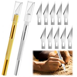 Lot de 2 cutters pour la d&eacute;coupe d'&oelig;uvres d'art, scalpel avec 10 lames de rechange, couteau de bricolage, couteau de bricolage, couteau de sculpture, Sculpture (QUQU JIANING, neuf)