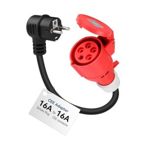 RamTouch Adaptateur Fiche Mâle Schuko vers Prise Femelle CEE 5 Pôles 16A (50 cm, IP44, Max. 16A, 3G2,5mm²) - Adaptateur Schuko pour Borne de Recharge Mobile et Chargeur de Voiture Électrique (RamTouch-FR, neuf)