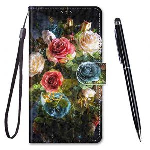 Toucasa Coque pour Huawei Y5 2018,Coque Cuir PU Portefeuille à Aimant Colourful Design Coque Rabat Portefeuille [Créatif Peint] Étui pour Huawei Y5 2018 (Bouquet de Roses) (Mltour-EU, neuf)