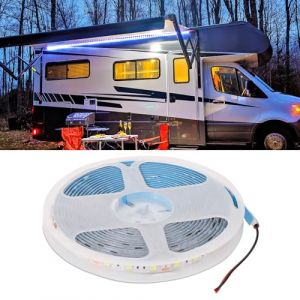 KINBOM Kit d'&Eacute;clairage LED pour Camping Car, 12V 5m Blanc &Eacute;clairage d'Auvent de Camping Car Lumi&egrave;res pour Auvent RV pour Camping Car Remorque de Voyage Camions de Nourriture (moncion, neuf)