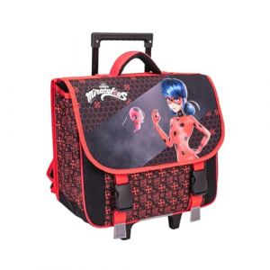 mybagstory - Miraculous – Cartable à roulettes Fille 41x35x15 cm – Sac Scolaire Trolley avec Compartiments et Rabat – Poignée télescopique et roulettes – Primaire CP CE1 CE2 (Mon jouet préféré, neuf)