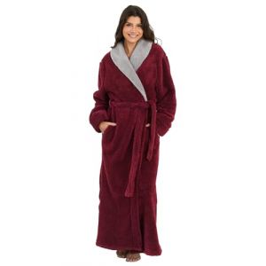 ZFSOCK Robe de Chambre Femme Polaire: Peignoir de Bain Longue Hiver Chaude Doux Microfibre Douce et &Eacute;paisse Pour Femme Enceinte Maman Chambre Maison No&euml;l Cadeau - Rouge L (ZFSOCK, neuf)
