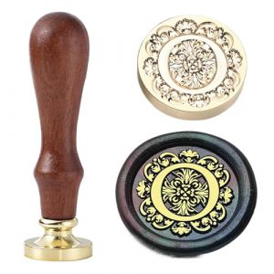 Ychostamp Kit de tampon de cire pour sceau initial - Sceau en laiton baroque de 25 mm, tampons alphabet avec poign&eacute;e (lettre O) (SGZY, neuf)