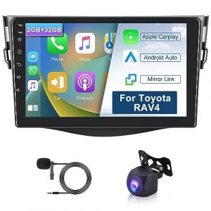 2GB 32GB Android Autoradio pour Toyota RAV4 2007-2012 Radio Carplay Android Auto Mirror Link 9 Pouces écran Tactile Navigation GPS Bluetooth WiFi FM RDS HiFi Caméra Radio écran 2 Din pour Toyota RAV4 (Hodozzy Direct, neuf)