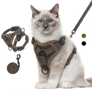 VavoPaw Ensemble Harnais et Laisse pour Chat Anti-évasion, Harnais Ajustable pour Chaton avec Bande Réfléchissante, Filet Respirant, Gilet de Sécurité Souple pour Chat, Chaton, Chiot, M, Café (Shenzhenshi xingyunda maoyiyouxiangongsi, neuf)