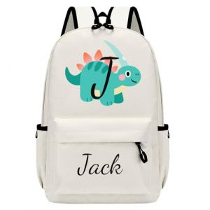 Sac &agrave; Dos Personnalis&eacute; Pour Enfants, Sac Enfant Hydrofuge Avec Nom Et Motif, Sac Dos Pour Maternelleet & Primaire, Dinosaure Petit Sac &agrave; Dos Bebe Ergonomique Pour Filles Et Gar&ccedil;ons 36cm&times;26cm, Beige (Zolyn Personalized Studio, neuf)