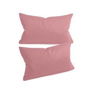 npluseins 1154.1498 Lot de 2 housses de coussin unies et design discret Vieux rose Env. 30 x 50 cm (Varento 2, neuf)