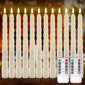 PORFOYO 12 Pi&egrave;ces Bougies B&acirc;ton LED, Chandelle LED avec Fonction Minuterie et T&eacute;l&eacute;commande, Bougies LED Flamme Vacillante, Lumi&egrave;re &agrave; M&egrave;che 3D, pour No&euml;l, Maison,Mariage et F&ecirc;te,Fonctionnant Sur Piles (IKSETERATA, neuf)