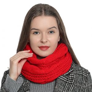 DonDon Écharpe femme hiver Écharpe tube snood Écharpe en laine Tour de Cou Cache cou - Rouge (urban-styles, neuf)