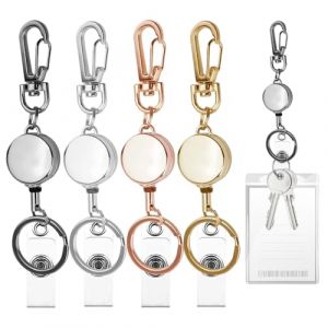 4 Pi&egrave;ces Porte Badge Enrouleur Porte Badge Retractable Porte Clef Retractable Enrouleur Badge Porte Clef Enrouleur Porte Cle Retractable pour porte-badge Carte d'identit&eacute; Cl&eacute; (FANSHAOHANG, neuf)