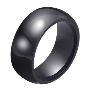Ouruiba 8MM Bague en C&eacute;ramique Noire Poli Bague de Couple Aiiliance Mariage Bijoux Homme Femme Taille 57 (Aruie, neuf)