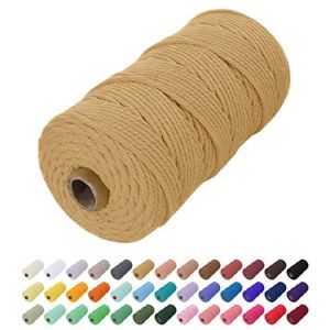Uiopa Corde Macramé 2mm x 200m, Fil Macramé Coton Corde Coton Naturelle, Ficelle Cordon Macramé Cordelette 2mm pour Tenture Murale, Porte Plante Mural, Rideau, Décoration Bohème (Café) (XEYUAN, neuf)