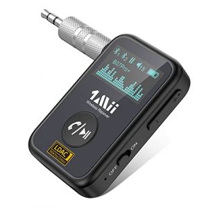 1Mii Adaptateur Bluetooth Aux Voiture, Récepteur Bluetooth 5.3 avec LDAC, aptX-HD, Écran OLED, Double Connexion, 14h d’Autonomie, Appels Mains Libres, pour Autoradio/Chaîne HiFi/Haut-Parleurs (1MiiDirect-FR, neuf)