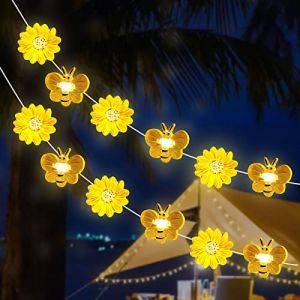 2 Pcs 3m Guirlande Lumineuse Avec 30 LED En Forme De Tournesol Et Papillon, Alimentation Par Batterie, Guirlande LED Interieur Exterieur Pour Chambre, Mariage, Jardin, Arbres, Filles, Adolescentes (BAIBIAO, neuf)