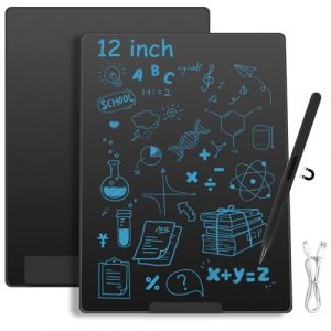 Czemo LCD Tablette Ecriture Adulte 12 Pouces,Rechargeable, R&eacute;utilisables Tablette D'&eacute;criture LCD Adulte Bloc Note Ardoise Electronique pour Bureau, Salle de Classe, M&eacute;mo, Notes, Croquis (PUTINEI FIBER, neuf)