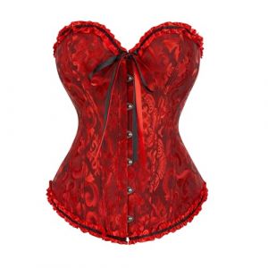 SilverChry Corset Femme, Broderie Bustier Classique, Sexy Steampunk Gothique Bustier Top,Corsage Dentelle Ventre Plat Corset Top (FR/ES, Alpha/lettres, S, Taille normale, Taille normale, Rouge) (ZHSHE, neuf)