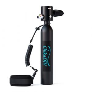 CHIKADIV C300 Mini Bouteille de Plongee 5-10 Minutes Petite Bouteille d Oxygène Plongee Respirateur Oxygene Plongee sous Marine Equipement Bouteille d'eau Recycleur Plongée A1 Black (SEBiger-EU, neuf)