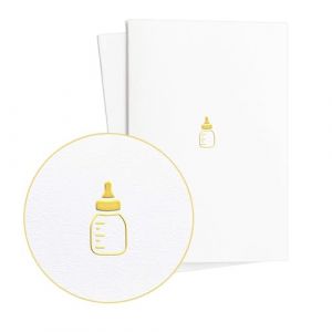 Diese-Klappkarten Carte de v&oelig;ux de qualit&eacute; sup&eacute;rieure pour naissance - avec biberon en relief dor&eacute; sur papier textur&eacute; - gar&ccedil;on ou fille - id&eacute;e cadeau b&eacute;b&eacute;, E38 (QF Shop, neuf)