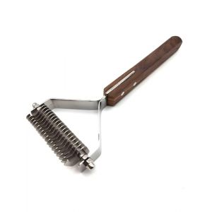 Coat King Brosse démêlante - Lames en acier inoxydable avec manche en bois - Outil de toilettage professionnel pour chiens et chats - Réduit la perte de poils et élimine facilement les tapis (18 lames (ARA Fair Price Products, neuf)