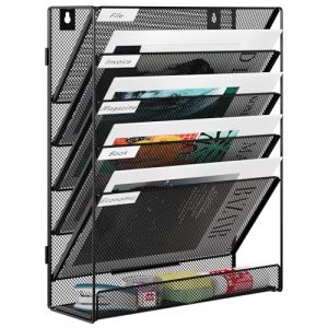 EasyPAG 6 Compartiments Assembler Métal Porte Document Mural A4 Porte Revue Suspendu Organisateur de Bureau à Suspendre Banette de Rangement Range Papier Corbeille a Courrier Murale,Noir (EasyPAG-EU, neuf)