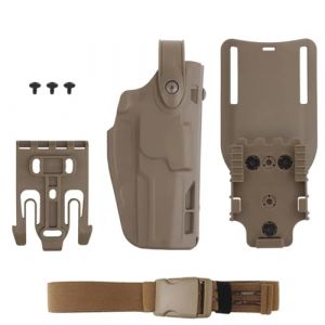 YChoolco Holster Tactique Airsoft for droitier, avec système de dégagement Rapide QLS, Adaptateur de Jambe, Compatible avec Les modèles Glock 17, 19, 22, 23, 31 et 32(T) (DYL5662, neuf)