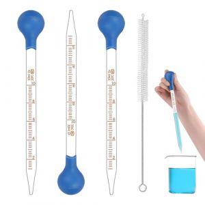 YOFDAL 3 Pi&egrave;ces Pipette Plastique, Avec Graduations, Avec Poire en Caoutchouc et Brosse de Nettoyage,Pour laboratoire, M&eacute;decine, &eacute;cole, Alimentation, Recherche,10 ml (Stivenimallmass O&Uuml;, neuf)