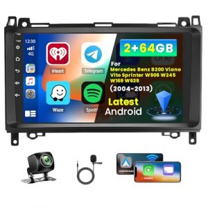 Inefala 2+64G Android 15 CarPlay Radio pour Mercedes Benz B Class B200 W245 W169 W639 Vito Viano W906 Sprinter, Écran Tactile de 9 '' avec sans Fil CarPlay et Android Auto, Navigation GPS Lien Miroir (Inefala, neuf)
