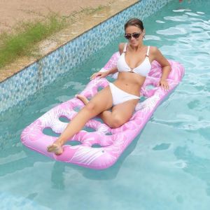 ZHODADA Matelas Gonflable pour Adultes, Gonflable de Piscine Large Matelas Bouee Piscine Hamac Matelas Piscine Gonflable Bouée Transat Piscine Portable pour Les Vacances à la Plage (Rose) (zhouUK, neuf)