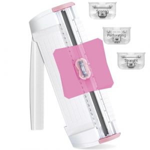 Meafeng, 3 en 1, Massicot, A5, Coupe Papier, Guillotine, pour Home, Verrouillage Automatique, avec R&egrave;gle d'extension, pour Le Papier, Les Photos, Les Coupons et Les &eacute;tiquettes (Rose) (LanMen, neuf)