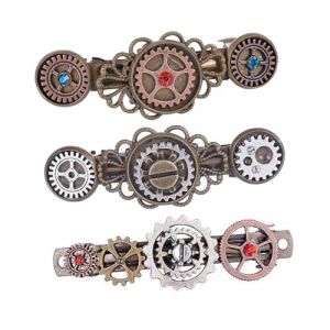 LIFKOME 3 pièces Barrettes Cheveux Steampunk Forme de Rouage Horloge Accessoires Gothiques Rétro pour Fête et Cosplay (hdybs, neuf)