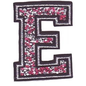&Eacute;cusson Patch Badge strass Brod&eacute; ecusson lettre alphabet thermocollant " lettres en strass 8-10 cm " (rose E) (B2SEE LTD avec TVA francaise et livraison LaPoste, neuf)