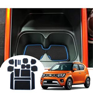 GAFAT Suzuki Ignis 2017-2024 2025 Tapis Antidérapants pour Console Centrale, Ignis 2025 Tapis en Caoutchouc Porte-Gobelet, Boîte de Rangement, Tapis de Porte, Accessoires Suzuki Ignis (Bleu) (GAFAT(EU), neuf)