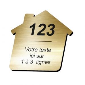 Plaque grav&eacute;e personnalis&eacute;e autocollante pour nom et num&eacute;ro de bo&icirc;te aux lettres en forme de maison design - or bross&eacute; - format 5x5 cm (my-goodprice, neuf)