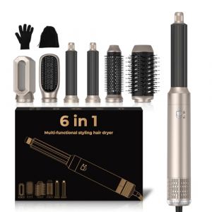 Air Styler Pro Seche Cheveux 6 en 1, 1000w Brosse Soufflante Hair Styler,Brosse de S&egrave;che - Cheveux Multifonction,Pour Cheveux Boucl&eacute;s et Liss&eacute;s,Temp&eacute;rature Vitesse du vent R&eacute;glable (putuo beauty, neuf)