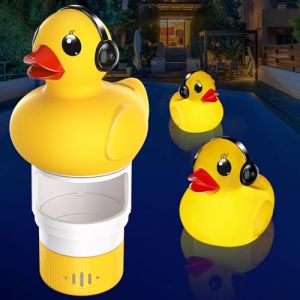 KingSom Diffuseur Chlore Piscine, Caneton Distributeur de Chlore Flottant, Diffuseur de Chlore pour Piscine avec Lumière Solaire, Fotteur Chlore Piscine à Débit Réglable, Doseur Diffuseur Flottant,Spa (KingSom Direct, neuf)