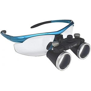 HWSY Loupe avec lumière, Loupe binoculaire médicale 3,5 x 420 mm Loupe chirurgicale Dentaire, légère, Confortable et réduisant la Fatigue, loupe orale montée sur la tête, Distance de pupille réglable (昌盛商贸行, neuf)