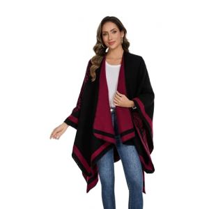 colornival Poncho Femme Hiver Élégant Châle Femme Chaud Poncho Cape Réversible Écharpe Châle Hiver Automne Cadeau de Noël pour Femme (Cobety-EU, neuf)