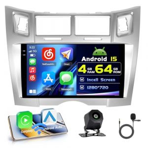 4+64G Android Autoradio pour Toyota Yaris/Vizi 2005-2011 sans Fil Carplay, 9 Pouces Incell &eacute;cran Tactile pour Voiture avec Bluetooth 5.0/GPS/FM/RDS/EQ/Cam&eacute;ra de Recul (Hikity Tech Hub, neuf)