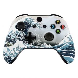 eXtremeRate Coque Avant de Remplacement pour Xbox One S/X Manette, Coque Avant avec Motifs pour Xbox One S/X Manette (Modèle 1708), Grande Vague de Kanagawa (Easequote-Store, neuf)