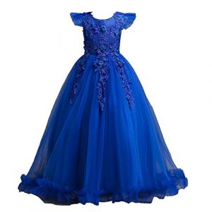 Valin Robe pour Filles Princesse Bleu sans Manche Robes de Bal Tulle Robe de Soir&eacute;e de Mariage Enfants Dentelle 4-5 Ans,V833 (Fivebee Fashion, neuf)