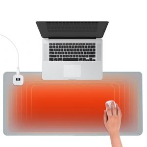 mizikuu Tapis de Souris Chauffant, 80x33cm Tapis de Bureau Sous Main Chauffant avec 5 Niveaux de Chaleur et 4 Heures darr&ecirc;t Automatique Temp&eacute;rature &Eacute;tanche Grand Tapis de Souris pour Bureau, Maison (yuanbotutech, neuf)