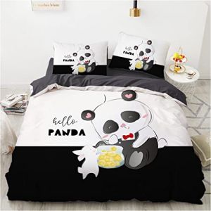 Wintdeer Housse de Couette Panda Géant,Parure de Lit 1 Personne,Housse de Couette Enfant,Doux et Confortable,Housse Couette 140x200cm avec 1 Taie d'oreiller 65x65cm,Panda#A6 (WINTDEER, neuf)