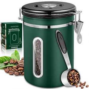 MAISITOO Bo&icirc;te &agrave; Caf&eacute;, Bo&icirc;te &agrave; Caf&eacute; Herm&eacute;tique en Acier Inoxydable R&eacute;cipient &agrave; Grains de Caf&eacute; de 1,8 L avec fen&ecirc;tre transparente et Cuill&egrave;re &agrave; Mesurer, Pour Caf&eacute; en Grains, Th&eacute;, Noix, Cacao (Vert) (BLANIX S.R.L., neuf)