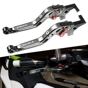 QJY-Motor Part-Store Adjustable Moto Leviers d'embrayage de Frein CNC pour Y.amaha Tmax 530 500 2008-2016 Tmax 530 SX DX 2017 2018 2019 TMAX 560 2020 (Titane/Noir/Rouge) (QJY-Motor Part-Store, neuf)