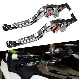 Adjustable Moto Leviers d'embrayage de Frein CNC pour Y.amaha Tmax 530 500 2008-2016 Tmax 530 SX DX 2017 2018 2019 TMAX 560 2020 (Titane/Noir/Rouge) (QJY-Motor Part-Store, neuf)